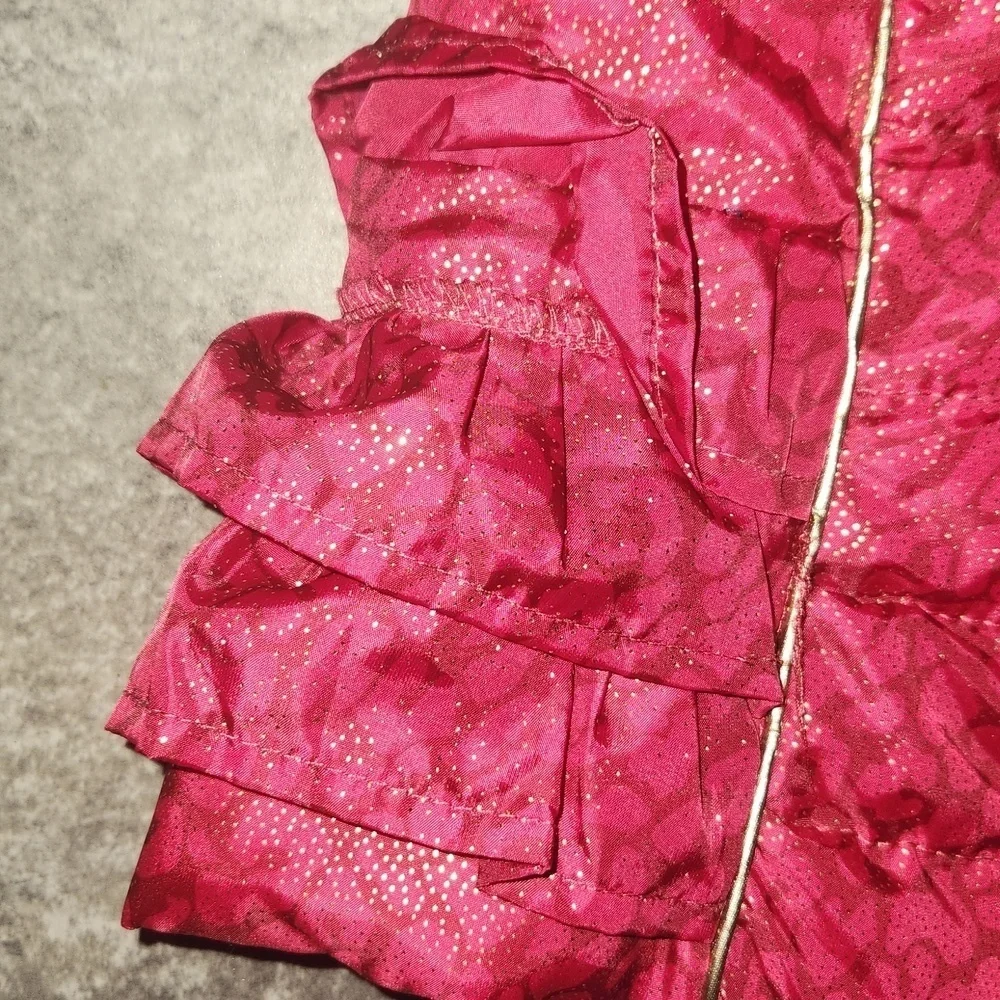 Little Lass Ruffle Vest Size 24 months Hot Pink/ Gold Fur Hood